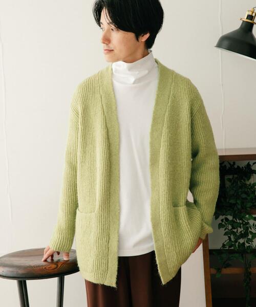 ITEMS URBANRESEARCH(アイテムズ アーバンリサーチ)の「モヘアタッチ リブニットカーディガン(ニット/セーター・メンズ・ミント/ネイビー/オフホワイト・MEDIUM/LARGE)」の2枚目の写真