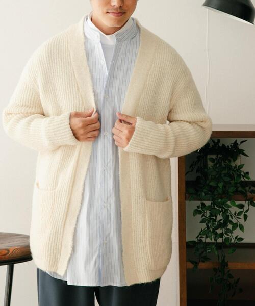 ITEMS URBANRESEARCH(アイテムズ アーバンリサーチ)の「モヘアタッチ リブニットカーディガン(ニット/セーター・メンズ・ミント/ネイビー/オフホワイト・MEDIUM/LARGE)」の5枚目の写真