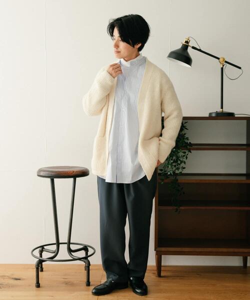 ITEMS URBANRESEARCH(アイテムズ アーバンリサーチ)の「モヘアタッチ リブニットカーディガン(ニット/セーター・メンズ・ミント/ネイビー/オフホワイト・MEDIUM/LARGE)」の8枚目の写真