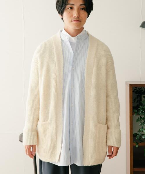 ITEMS URBANRESEARCH(アイテムズ アーバンリサーチ)の「モヘアタッチ リブニットカーディガン(ニット/セーター・メンズ・ミント/ネイビー/オフホワイト・MEDIUM/LARGE)」の11枚目の写真