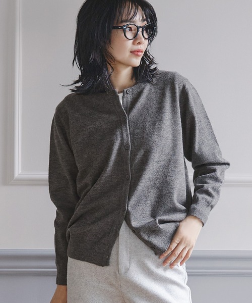 coca（coca）（コカ）の「ウールタッチカーディガン（カーディガン/ボレロ・レディース・チャコール/ブラック/ライトピンク/グリーン・M/L）」の2枚目の写真