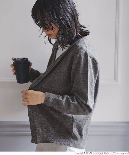 coca（coca）（コカ）の「ウールタッチカーディガン（カーディガン/ボレロ・レディース・チャコール/ブラック/ライトピンク/グリーン・M/L）」の9枚目の写真