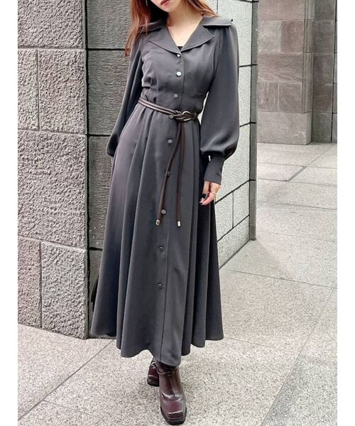 RESEXXY(リゼクシー)の「セーラーカラーシャツワンピース(ワンピース・レディース・チャコールグレー/ブラック/ベージュ/アイボリー・FREE)」の3枚目の写真