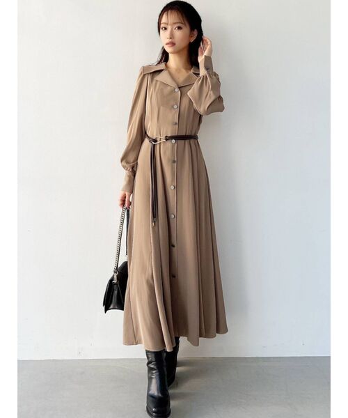 RESEXXY(リゼクシー)の「セーラーカラーシャツワンピース(ワンピース・レディース・チャコールグレー/ブラック/ベージュ/アイボリー・FREE)」の14枚目の写真