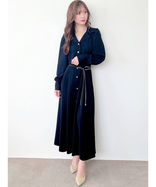 RESEXXY(リゼクシー)の「セーラーカラーシャツワンピース(ワンピース・レディース・チャコールグレー/ブラック/ベージュ/アイボリー・FREE)」の7枚目の写真