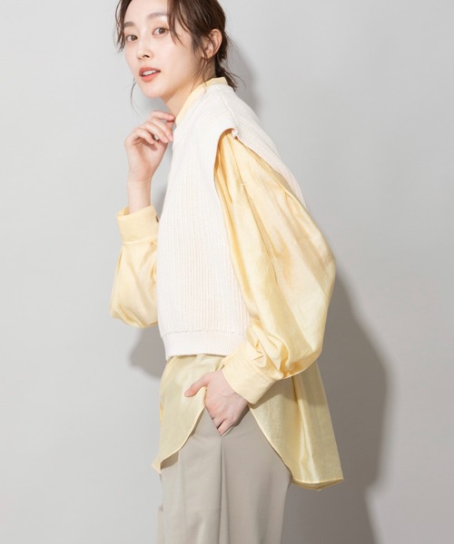 Munich（ミューニック）の「7GG変形畦編みニットジレ（ベスト・レディース・レッド/ブラック/モカ/ライトベージュ・FREE）」の14枚目の写真