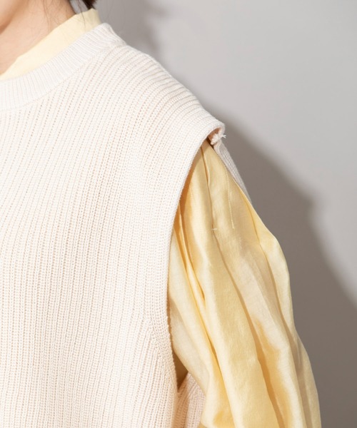 Munich（ミューニック）の「7GG変形畦編みニットジレ（ベスト・レディース・レッド/ブラック/モカ/ライトベージュ・FREE）」の10枚目の写真