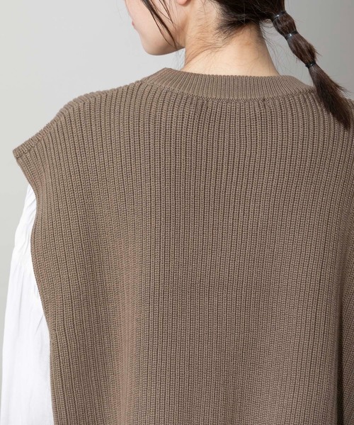 Munich（ミューニック）の「7GG変形畦編みニットジレ（ベスト・レディース・レッド/ブラック/モカ/ライトベージュ・FREE）」の8枚目の写真