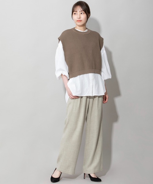 Munich（ミューニック）の「7GG変形畦編みニットジレ（ベスト・レディース・レッド/ブラック/モカ/ライトベージュ・FREE）」の7枚目の写真