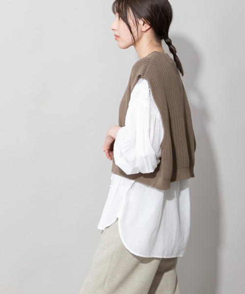 Munich（ミューニック）の「7GG変形畦編みニットジレ（ベスト・レディース・レッド/ブラック/モカ/ライトベージュ・FREE）」の19枚目の写真