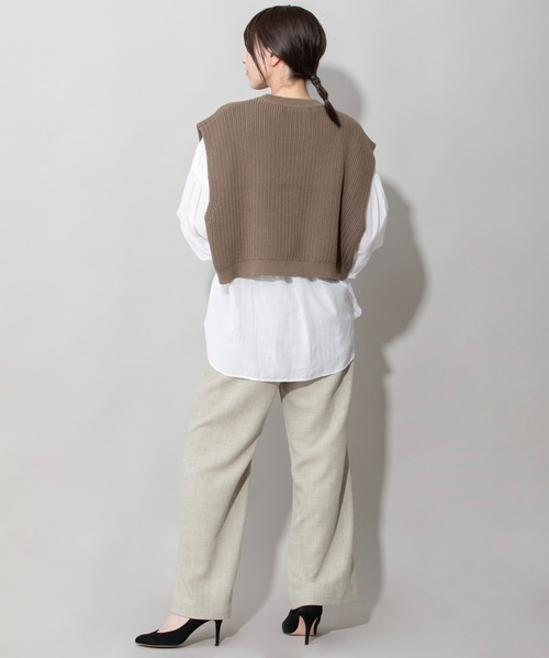 Munich（ミューニック）の「7GG変形畦編みニットジレ（ベスト・レディース・レッド/ブラック/モカ/ライトベージュ・FREE）」の15枚目の写真