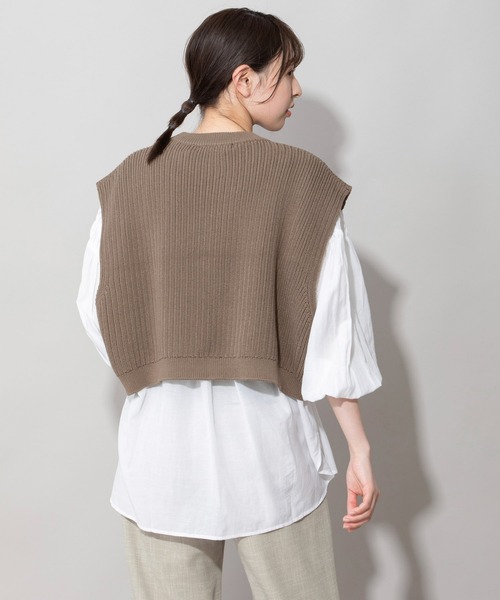 Munich（ミューニック）の「7GG変形畦編みニットジレ（ベスト・レディース・レッド/ブラック/モカ/ライトベージュ・FREE）」の11枚目の写真