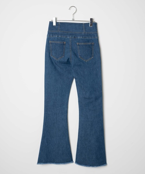 WEGO(ウィゴー)の「WEGO/ハイウエストフレアデニムパンツ(デニムパンツ・レディース・ライトインディゴブルー/インディゴブルー/ブラック・MEDIUM/SMALL/X-SMALL)」の7枚目の写真