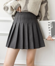 ラシャハイウエストAラインプリーツミニスカート