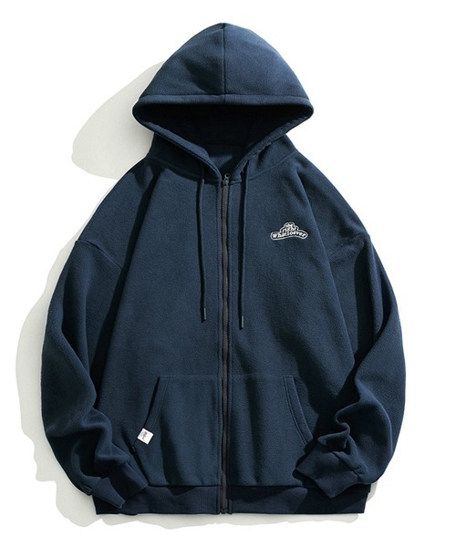 Ressaca（レサーカ）の「ワンポイントロゴ オーバーサイズ フリースジップパーカー（パーカー・メンズ・ネイビー/ホワイト/ブルー/ブラック・S/M/XL/L）」の3枚目の写真