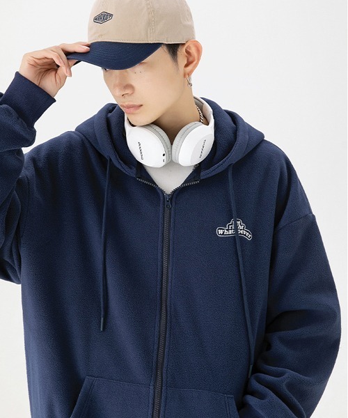 Ressaca（レサーカ）の「ワンポイントロゴ オーバーサイズ フリースジップパーカー（パーカー・メンズ・ネイビー/ホワイト/ブルー/ブラック・S/M/XL/L）」の17枚目の写真