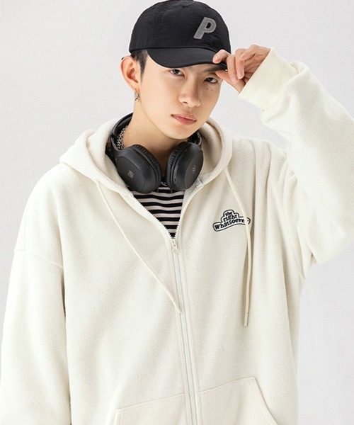 Ressaca（レサーカ）の「ワンポイントロゴ オーバーサイズ フリースジップパーカー（パーカー・メンズ・ネイビー/ホワイト/ブルー/ブラック・S/M/XL/L）」の18枚目の写真