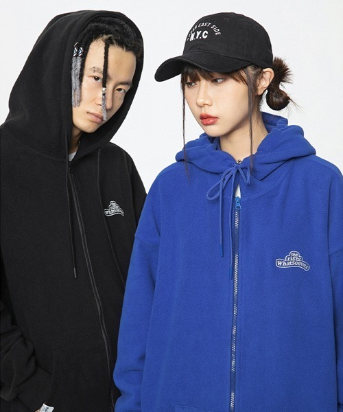 Ressaca（レサーカ）の「ワンポイントロゴ オーバーサイズ フリースジップパーカー（パーカー・メンズ・ネイビー/ホワイト/ブルー/ブラック・S/M/XL/L）」の13枚目の写真