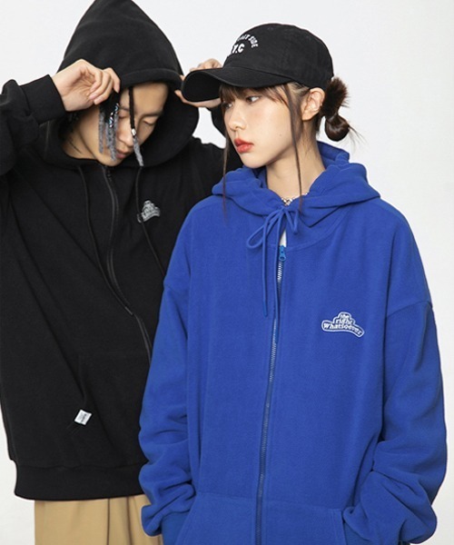 Ressaca（レサーカ）の「ワンポイントロゴ オーバーサイズ フリースジップパーカー（パーカー・メンズ・ネイビー/ホワイト/ブルー/ブラック・S/M/XL/L）」の20枚目の写真