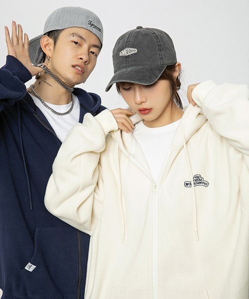 Ressaca（レサーカ）の「ワンポイントロゴ オーバーサイズ フリースジップパーカー（パーカー・メンズ・ネイビー/ホワイト/ブルー/ブラック・S/M/XL/L）」の6枚目の写真