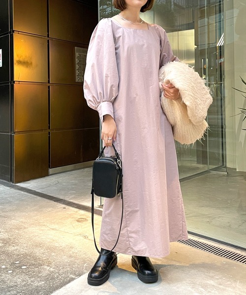 madame H closet 麻スクエアネックワンピース　ネイビー ワンピース madameH CLOSET オンラインショップ