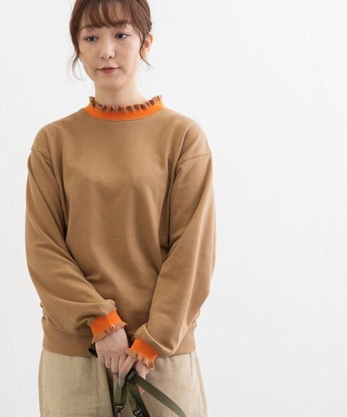 POU DOU DOU(プードゥドゥ)の「リブニットフリル裏毛プルオーバー(Tシャツ/カットソー・レディース・ダークグレー/アイボリー/ベージュ/ライトブルー・3)」の20枚目の写真
