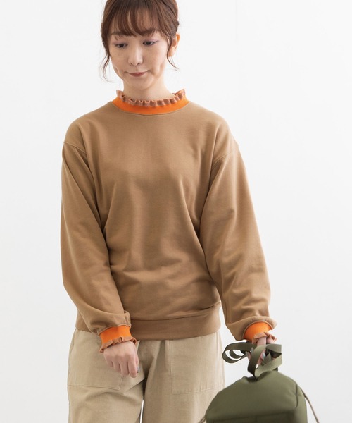 POU DOU DOU(プードゥドゥ)の「リブニットフリル裏毛プルオーバー(Tシャツ/カットソー・レディース・ダークグレー/アイボリー/ベージュ/ライトブルー・3)」の22枚目の写真