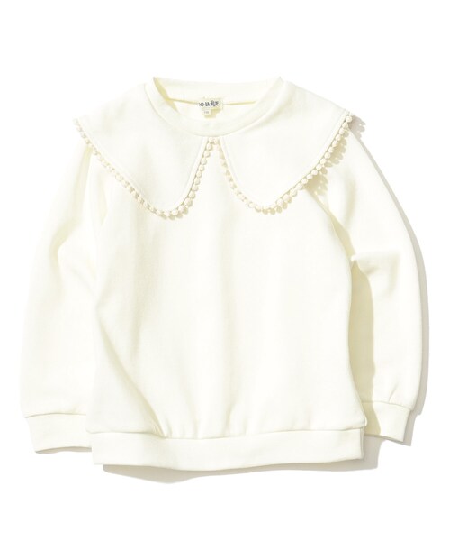 SHOO・LA・RUE（シューラルー）の「◆【110-140cm】ポンチビッグセーラー衿プルオーバー（Tシャツ/カットソー・キッズ・アイボリー/ブラック・11/12/13/14）」の3枚目の写真