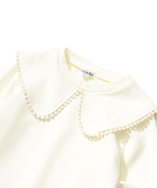 SHOO・LA・RUE（シューラルー）の「◆【110-140cm】ポンチビッグセーラー衿プルオーバー（Tシャツ/カットソー・キッズ・アイボリー/ブラック・11/12/13/14）」の9枚目の写真