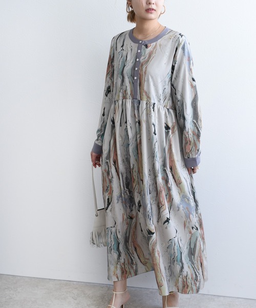 Eimee Law(エイミーロウ)の「マーブルオイルペイントptドレス(ワンピース・レディース・ライトグレー/ベージュ・38)」の16枚目の写真