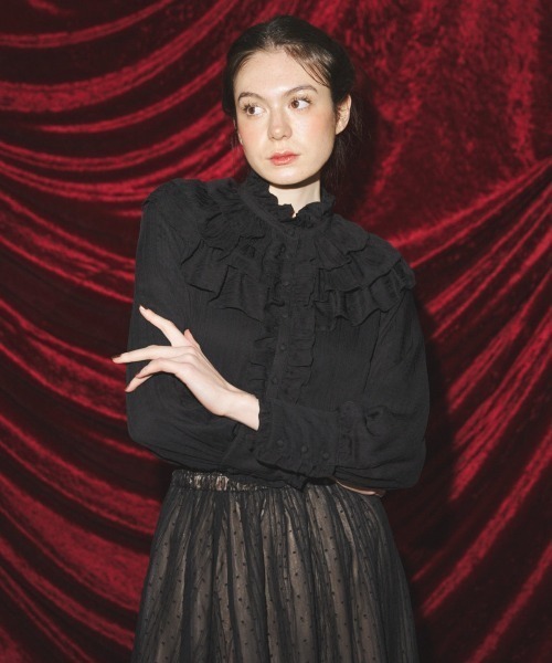 MIRO AMURETTE（ミロアミュレット）の「heroine frill blouse/フリルブラウス（シャツ/ブラウス・レディース・ブラック・FREE）」の2枚目の写真