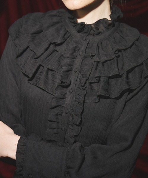 MIRO AMURETTE（ミロアミュレット）の「heroine frill blouse/フリルブラウス（シャツ/ブラウス・レディース・ブラック・FREE）」の8枚目の写真