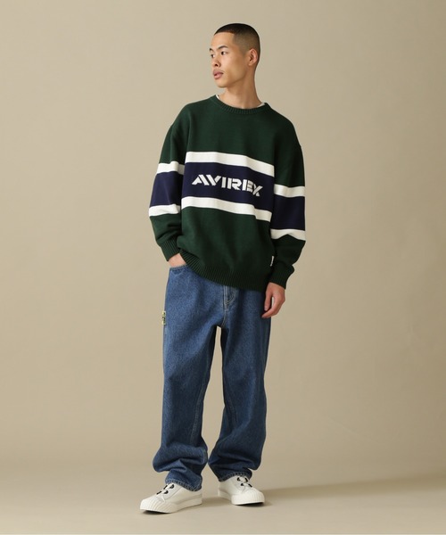 AVIREX(アヴィレックス)の「PANELLED BORDER LOGO KNIT / パネル ボーダー ロゴ ニット / AVIREX / アヴィレックス(ニット/セーター・メンズ・グリーン/グレー系その他3・M/L/XL)」の6枚目の写真