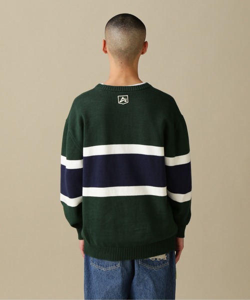 AVIREX(アヴィレックス)の「PANELLED BORDER LOGO KNIT / パネル ボーダー ロゴ ニット / AVIREX / アヴィレックス(ニット/セーター・メンズ・グリーン/グレー系その他3・M/L/XL)」の8枚目の写真