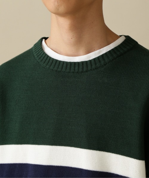AVIREX(アヴィレックス)の「PANELLED BORDER LOGO KNIT / パネル ボーダー ロゴ ニット / AVIREX / アヴィレックス(ニット/セーター・メンズ・グリーン/グレー系その他3・M/L/XL)」の9枚目の写真