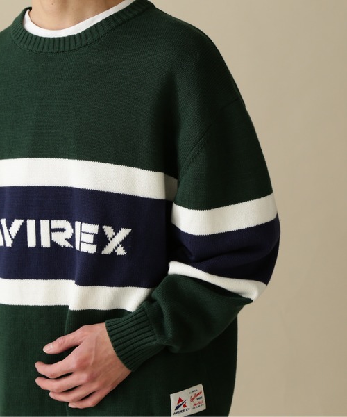 AVIREX(アヴィレックス)の「PANELLED BORDER LOGO KNIT / パネル ボーダー ロゴ ニット / AVIREX / アヴィレックス(ニット/セーター・メンズ・グリーン/グレー系その他3・M/L/XL)」の10枚目の写真