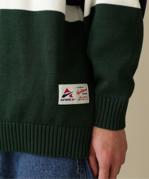 AVIREX(アヴィレックス)の「PANELLED BORDER LOGO KNIT / パネル ボーダー ロゴ ニット / AVIREX / アヴィレックス(ニット/セーター・メンズ・グリーン/グレー系その他3・M/L/XL)」の12枚目の写真