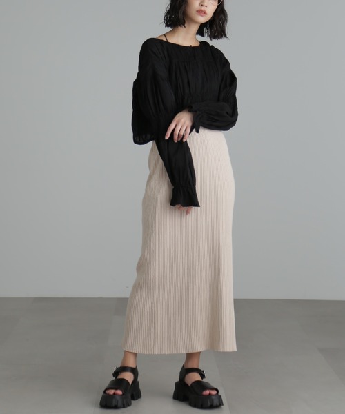 FREE'S MART(フリーズマート)の「◆【ブルーカラーWEB限定】シアーギャザー前開きショート丈ブラウス(シャツ/ブラウス・レディース・イエロー/ホワイト/ブラック/ブルー・FREE)」の21枚目の写真