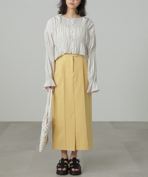 FREE'S MART(フリーズマート)の「◆【ブルーカラーWEB限定】シアーギャザー前開きショート丈ブラウス(シャツ/ブラウス・レディース・イエロー/ホワイト/ブラック/ブルー・FREE)」の17枚目の写真