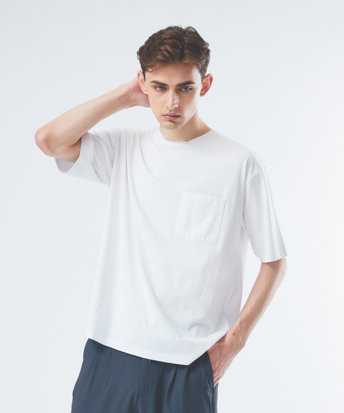 ABAHOUSE GRAY(アバハウスグレイ)の「【COOL JERSEY】プレーティング モダール 半袖 Tシャツ(Tシャツ/カットソー・メンズ・ブラック/ホワイト/チャコールグレー/グリーン/ブルー/グレイッシュベージュ・46/48)」の2枚目の写真