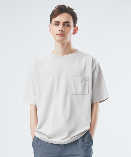 ABAHOUSE GRAY(アバハウスグレイ)の「【COOL JERSEY】プレーティング モダール 半袖 Tシャツ(Tシャツ/カットソー・メンズ・ブラック/ホワイト/チャコールグレー/グリーン/ブルー/グレイッシュベージュ・46/48)」の5枚目の写真
