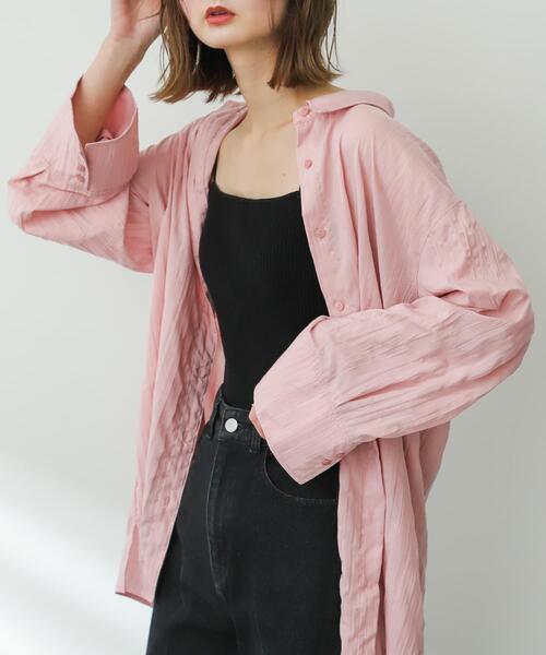 SENSE OF PLACE by URBAN RESEARCH（センスオブプレイスバイアーバンリサーチ）の「ワッシャーワイドスリーブシャツ（Tシャツ/カットソー・レディース・ピンク/チャコールグレー/アイボリー・ONE）」の3枚目の写真