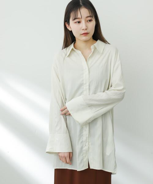 SENSE OF PLACE by URBAN RESEARCH（センスオブプレイスバイアーバンリサーチ）の「ワッシャーワイドスリーブシャツ（Tシャツ/カットソー・レディース・ピンク/チャコールグレー/アイボリー・ONE）」の14枚目の写真