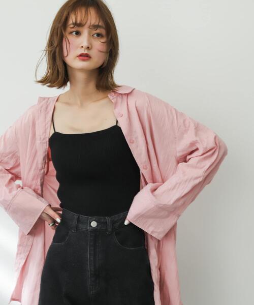 SENSE OF PLACE by URBAN RESEARCH（センスオブプレイスバイアーバンリサーチ）の「ワッシャーワイドスリーブシャツ（Tシャツ/カットソー・レディース・ピンク/チャコールグレー/アイボリー・ONE）」の4枚目の写真