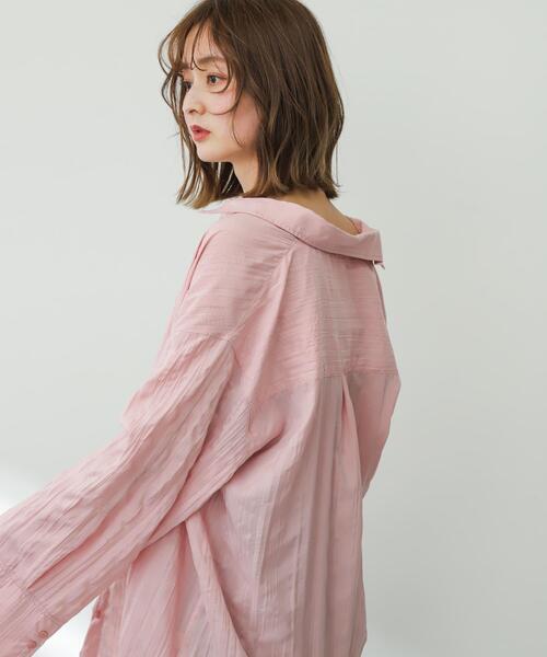 SENSE OF PLACE by URBAN RESEARCH（センスオブプレイスバイアーバンリサーチ）の「ワッシャーワイドスリーブシャツ（Tシャツ/カットソー・レディース・ピンク/チャコールグレー/アイボリー・ONE）」の5枚目の写真