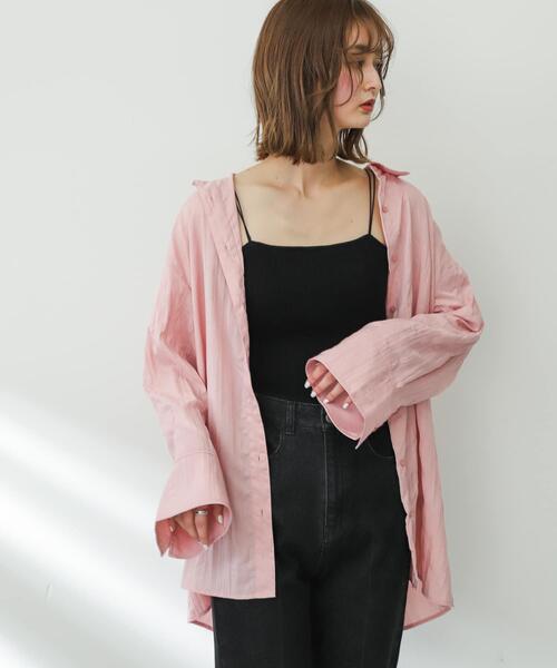 SENSE OF PLACE by URBAN RESEARCH（センスオブプレイスバイアーバンリサーチ）の「ワッシャーワイドスリーブシャツ（Tシャツ/カットソー・レディース・ピンク/チャコールグレー/アイボリー・ONE）」の6枚目の写真