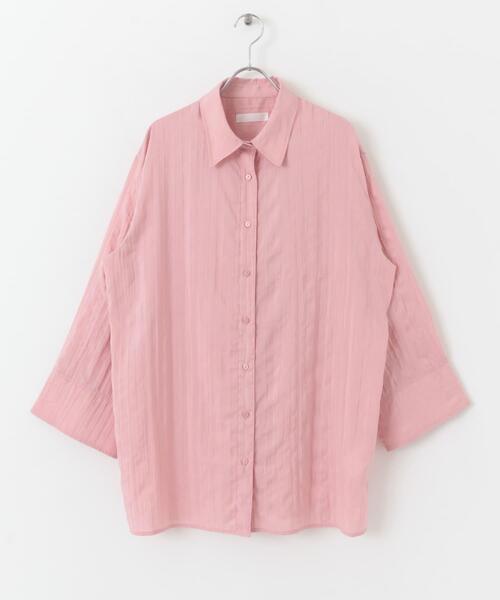 SENSE OF PLACE by URBAN RESEARCH（センスオブプレイスバイアーバンリサーチ）の「ワッシャーワイドスリーブシャツ（Tシャツ/カットソー・レディース・ピンク/チャコールグレー/アイボリー・ONE）」の9枚目の写真