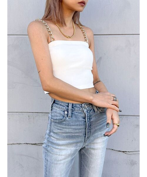 d.i.a Y2K チェーン ラメ キャミソール メタリックレースキャミソール/Metallic Lace Camisole