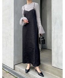 Re:EDIT | [2023S/S COLLECTION][低身長/高身長サイズ有]ふくれジャガードビスチェライクIラインキャミワンピース(ジャンパースカート)