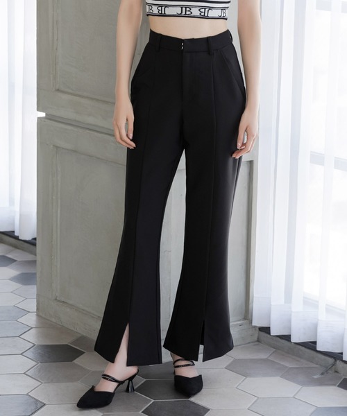 Julia Boutique（ジュリアブティック）の「センタースリットハイウエストフレアパンツ/23003（その他パンツ・レディース・ベージュ系/ブラック/ホワイト・ONE）」の3枚目の写真